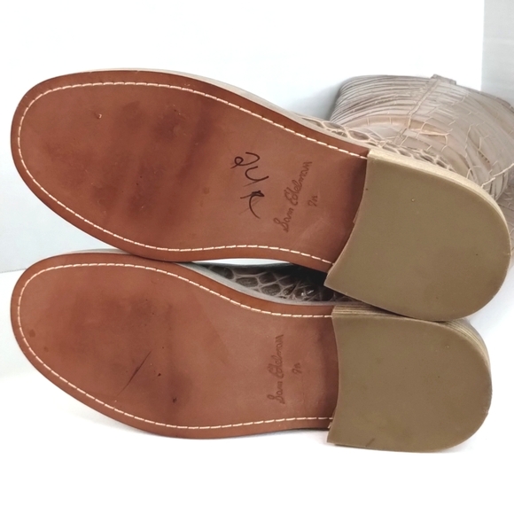 Sam Edelman Fable Tall Riding Boots Sz 7.5 Tan Croc Leather EUC - Picture 10 of 11